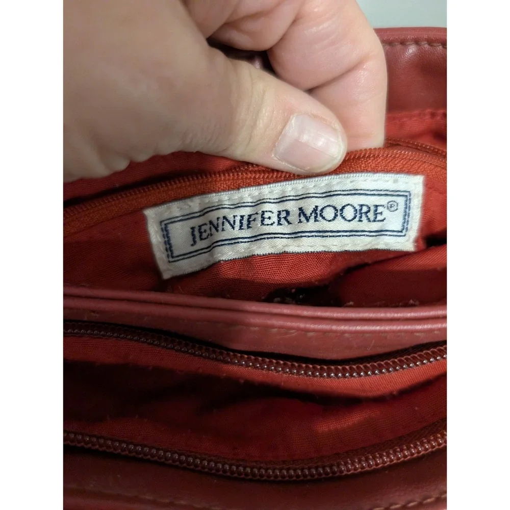 Jennifer Moore Red Leather Double Strap Shoulder‎ Bag